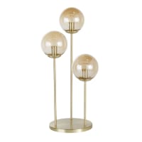 NUVOLONI - Vergulde metalen lamp met 3 amberkleurige glazen lampenkappen