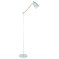 PIXIE - Verstellbare Stehlampe aus blauem Metall und Kautschukholz, H149cm