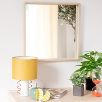 MARINELLA - Viereckiger Spiegel aus beigefarbenem Paulownienholz, 50x50cm