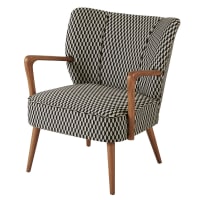 MEYER - Vintage fauteuil met zwarte en witte grafische motieven