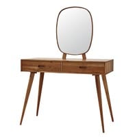 Vintage kaptafel van massief acaciahout met 2 laatjes Vintage kaptafel van massief acaciahout met 2 laatjes