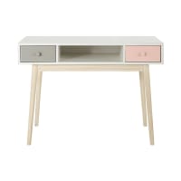 BLUSH - Vintage White Desk with 2 Pink and Grey Drawers