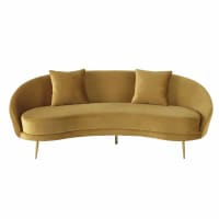 GLOVER - Vintage zetel met 3/4 zitplaatsen van geel velours