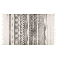 VIZCA - VISCA ecru cotton rug with black motifs 160 x 230 cm