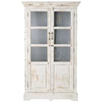 Vitrine en manguier blanche effet vieilli L 105 cm Vitrine en manguier blanche effet vieilli L 105 cm