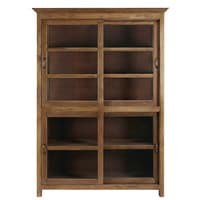 Vitrine mit 4 Türen aus massivem Mangoholz und Glas Vitrine mit 4 Türen aus massivem Mangoholz und Glas