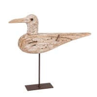 MOUETY - Vogel aus Paulownienholz mit schwarzem Metallsockel H20