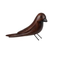 TIKA - Vogel-Statuette aus dunkelbraunem und schwarzem Mangoholz, H6cm