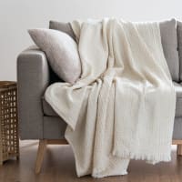 TANAL - Waffled Ecru Cotton Blanket 160x210