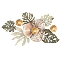 FLORENTINA - Wanddeko aus Metall, grün, rosa, weiß und goldfarben, 60x37cm