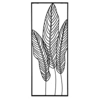 YUMARA - Wanddeko Blätter aus schwarzem Metalldraht, 25x64cm