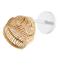 wandlamp van plantaardige vezels en wit metaal wandlamp van plantaardige vezels en wit metaal