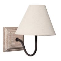 Wandleuchte HORTENSE aus Holz und Stoff, H 25 cm, ecru Wandleuchte HORTENSE aus Holz und Stoff, H 25 cm, ecru