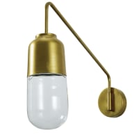 DAMION - Wandleuchte mit vergoldetem Metall mit Messing-Finish und Lampenschirm aus Glas