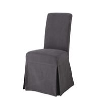 Washed linen long chair cover in charcoal grey Washed linen long chair cover in charcoal grey