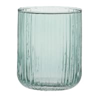 Set of 6 - Water green tinted ribbed glass tumbler