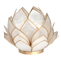 NYMPHEA - Water lily tea lights in white mother-of-pearl and gold metal