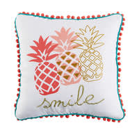 Weißes Baumwollkissen mit Ananas-Druckmotiv 40 x 40 cm TROPICA Weißes Baumwollkissen mit Ananas-Druckmotiv 40 x 40 cm TROPICA