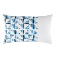 Weißes Outdoor-Kissen mit blauen grafischen Motiven 30x50 Weißes Outdoor-Kissen mit blauen grafischen Motiven 30x50