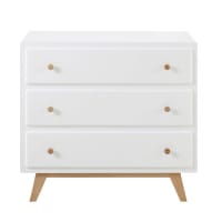 SWEET 2 - White 3-Drawer Chest of Drawers Compatible with Changing Board