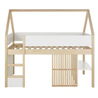 SAFARI - White and beige children's cabin loft bed 90x190cm