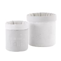 CELESTE - White and Grey Cotton Storage Baskets (x2)