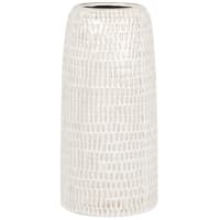 White and light grey stoneware vase H25cm