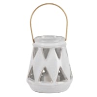 FELIZ - White ceramic cut-out tealight with matte gold handle