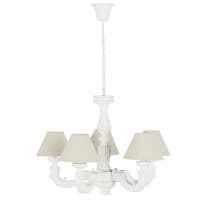 MONTMARTRE - White Chandelier with Aged Effect and Beige Shades