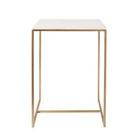 VENICE - White Marble and Gold Metal Side Table