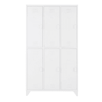 SUNSET - White Metal Industrial 6-Door Locker Wardrobe