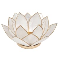 LOTUS - white metal pearlescent candle holder