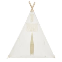 White pine and cotton children's tepee with rug