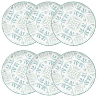 SIFNOS - Set of 6 - White stoneware dessert plate with blue and grey print