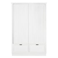 LOKRUM - White wardrobe with 2 sliding doors and 2 drawers