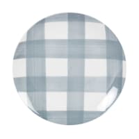 JULES - Set van 6 - Wit dessertbord van gres met blauwe vierkantjes