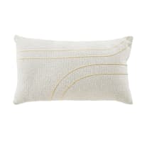 ROQUERO - Wit kussen met goudkleurige geborduurde lijnen 30 x 50 cm
