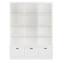 LOKRUM - Witte boekenkast met 3 lades en 12 nissen