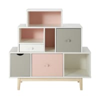 BLUSH - Witte, roze en grijs kabinetkast met 4 lades