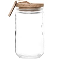 Wood and glass jar in clear and beige
