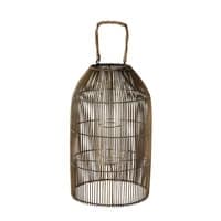 Woven Bamboo and Glass Lantern Woven Bamboo and Glass Lantern