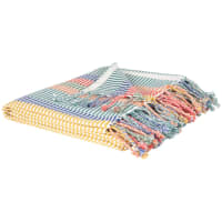 ENEKO - Woven cotton throw with multicoloured fringing 150x200cm