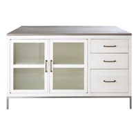 Zentrale Kochinsel mit 2 Türen und 3 Schubladen, Reycling-Kiefernholz Zentrale Kochinsel mit 2 Türen und 3 Schubladen, Reycling-Kiefernholz