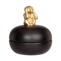 PRESTON - Set van 2 - Zwart doosje uit dolomiet met goudkleurige aap