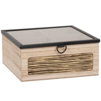 Set van 2 - Zwarte, goudkleurige en beige theedoos