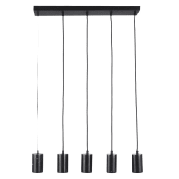 NEOTIME - Zwarte metalen hanglamp met 5 marmeren lamphouders
