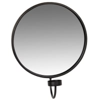 WILLY - Zwarte metalen wandtheelichthouder met spiegel