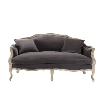 2 3 Seater Velvet Sofa Bench In Taupe Antoinette Maisons