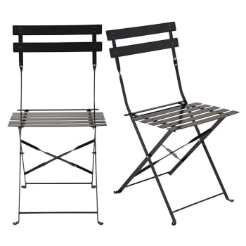 2 Klappstühle aus satiniertem schwarzem Metall Guinguette | Maisons du