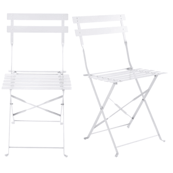 2 White Epoxy Treated Metal Folding Garden Chairs H80 Guinguette Maisons Du Monde